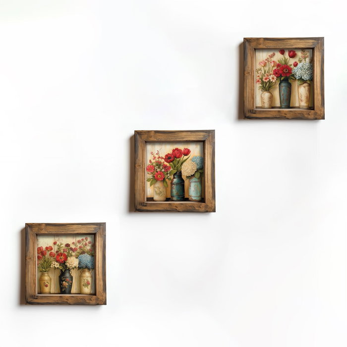 Wallity Pintura Decorativa en MDF con Marco UKZM064, 3 Piezas